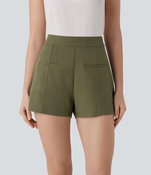 Halara High Waisted Side Work Shorts in Moss Green Size XL